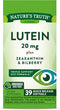 Lutein and Zeaxanthin Supplement 20mg | 39 Softgels | with Bilberry | Non-GMO & Gluten Free by Nature's Truth
