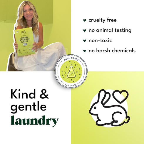 Zero Trace All Natural Laundry Detergent Sheets - Eco-Friendly Travel Detergent Sheets with Fresh Scent (144 Loads, 72