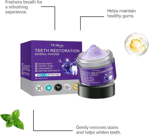 WUBLSYAN (50G) Teeth Restoration Mineral Powder, Purple Dental Restoration Mineral Powder, Effective in Strengthening