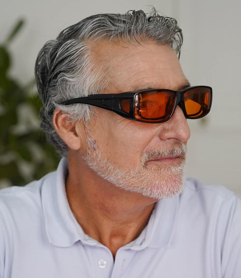 BLUELESS Fitover Glasses for Computer, Blue Blocking with Orange Tinted Sleep Glasses, Tortoise