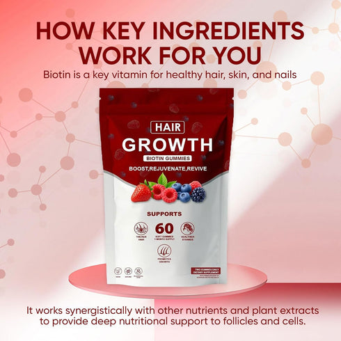 WOVOEO Gummies 60 Gummies (1) Hair Growth Vitamins for Black Women, Healthy Nourishment with Biotin, Collagen