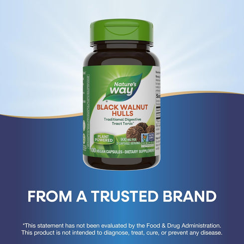 Nature's Way 900 2-Capsule 100 (Packaging (Pack 2) Black Walnut Hulls, Traditional Digestive Tract Tonic*, mg per