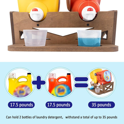 Honourable Wooden Laundry Detergent Holder, Retro Design, Holds 2 Bottles, Up to 35 lbs (Material: Plywood)