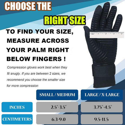Copper Arthritis Compression Gloves for Pain Relief, Full Finger Compression Hand Glove with Wrist Strap, Large/X-Large