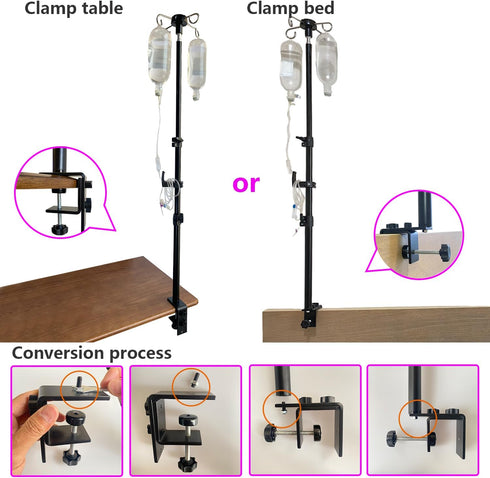 UISKOOPW (43 Inchs Portable IV Poles for Travel,IV Bag Pole Stand for Gravity Syringe,IV Pole,Feeding Tube