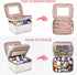 Large Makeup Bag with Mirror, Double Layer Travel Organizer Case, Large Capacity with Brush Slot Divider