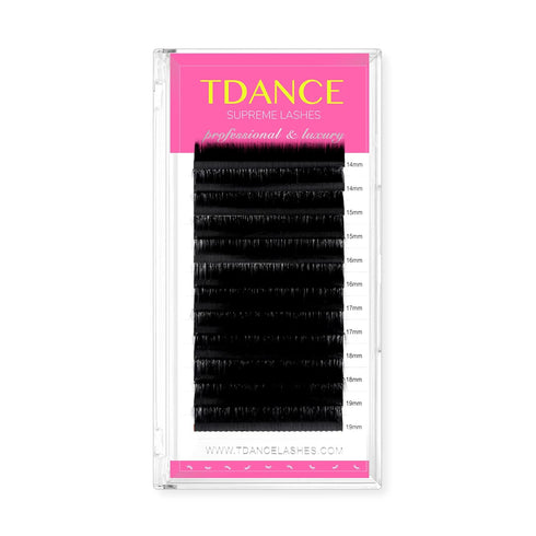 TDANCE Premium D Curl 0.18mm Thickness Eyelash Extensions - Mixed 14-19mm Length Silk Classic Lashes for Professional