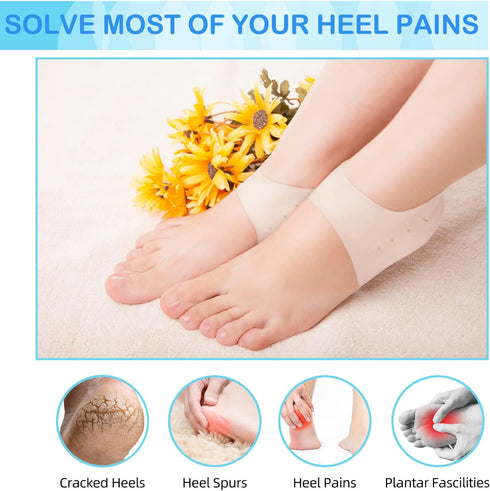 Wonderwin Gel Heel Cups, Medical-Grade Breathable Heel Protectors for Cracked Heels, Heel Spurs, Plantar Fasciitis, Men