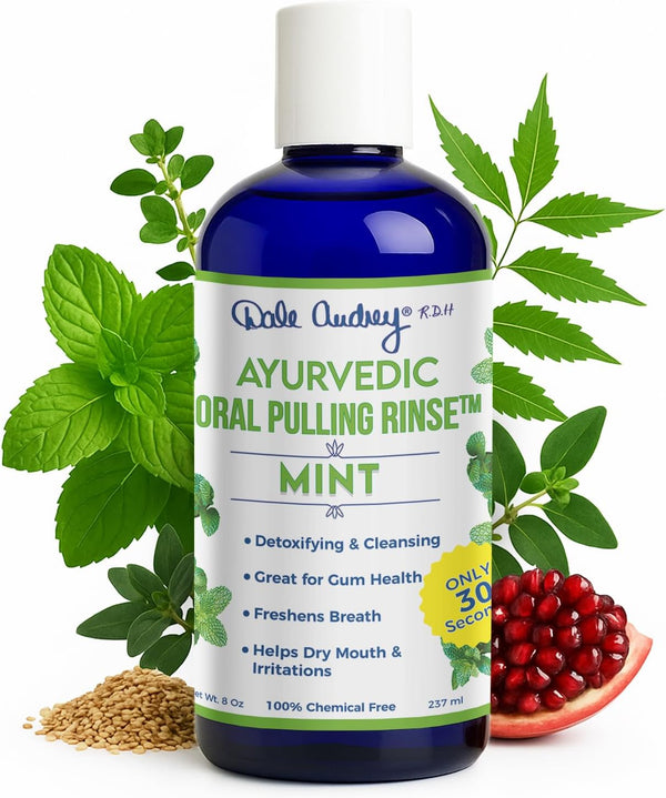 Ayurvedic Oil Pulling Rinse for Teeth and Gums - Alcohol Free Mouthwash for Fresh Breath, Mint Oral Rinse - 8 Fl Oz
