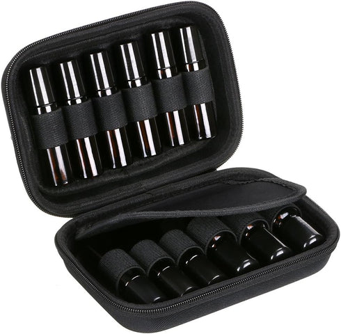 Hipiwe Hard Shell Essential Oil Carrying Case, Holds 12 Bottles (5ml, 10ml, & 10ml Rollers), Travel Size Organizer,