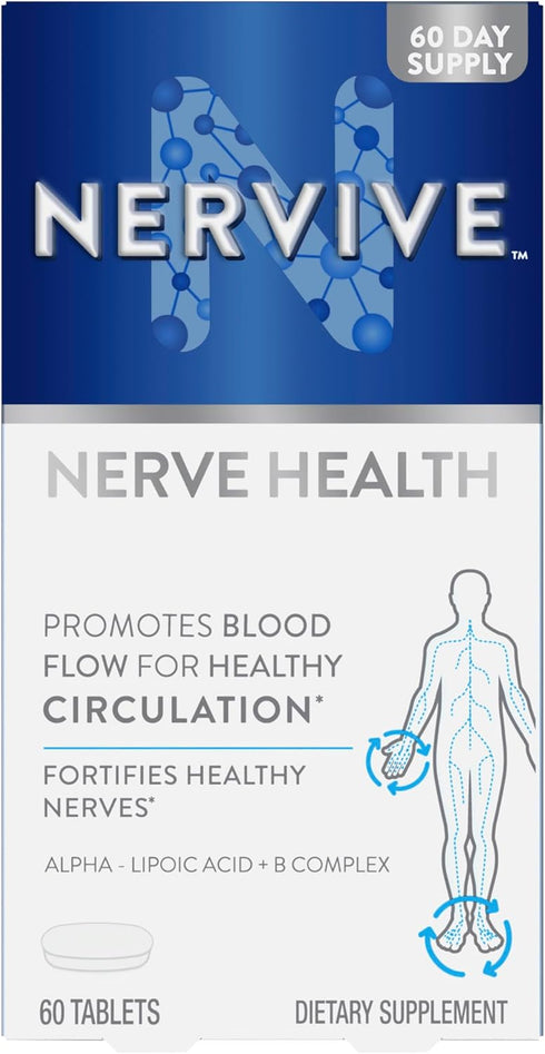 Nervive Nerve Health with Alpha Lipoic Acid, 60 ct, Supports Healthy Nerve Function in Fingers, Hands, Toes, & Feet*