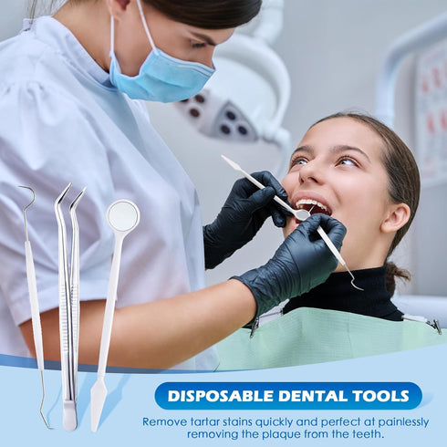 TrelaCo 50 Sets Disposable Dental Tools, Dental Picks, Mirror, Explorer for Oral Cleaning