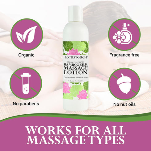 Organic Naturals Bamboo Silk Massage Lotion by Lotus Touch - 100% Pure Bamboo Silk Powder, Green Tea Extract & Aloe