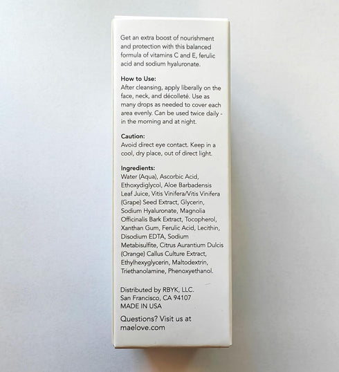 MAELOVE Vitamin C Serum, Glow Maker with Vitamins C, E, Ferulic & Hyaluronic Acid, 1.0 fl oz
