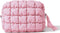 Quilted Makeup Bag - Travel Toiletry Bag for Women, Cute Baby Pink Makeup Organizer Pouch (M, Pink)