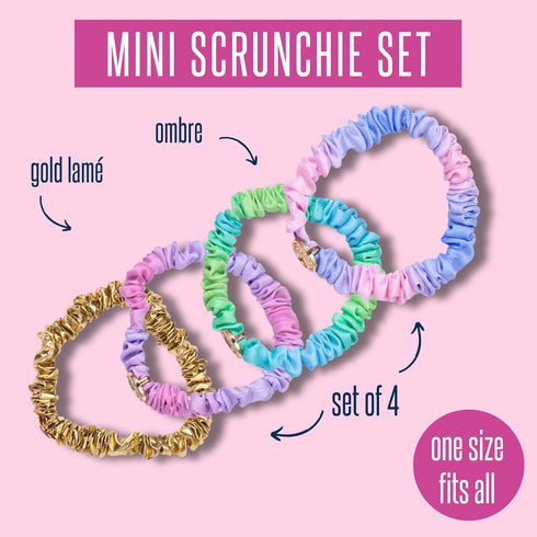 Lilly Pulitzer Mini Scrunchies, 4 Piece Set for Women and Girls, Cute Mini Hair Ties and Bands