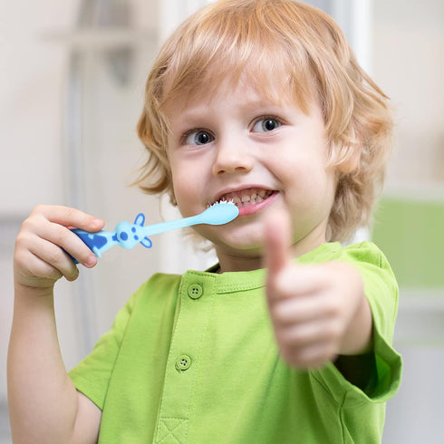 12 Pieces Toddler Toothbrush Bulk Kids Toothbrush Pack, Manual Baby Toothbrushes with Covers, Soft Bristle Animal Design