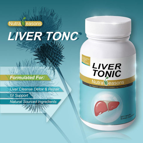 Packaging 60 Liver Tonic - New Liver Cleanse Detox & Repair with Milk Thistle, NAC, Choline Bitartrate, Ginger