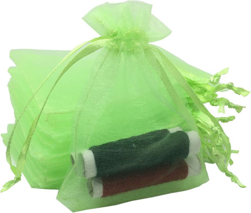 YIJUE 100pcs 4x6 Inches Drawstrings Organza Gift Candy Bags - Green Wedding Favors