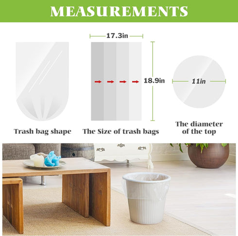 Teivio 10 Liter Strong Trash Bags, 120 Counts, 2.5 Gallon Garbage Bags, Clear, Bathroom Trash Can Liners for Home Office
