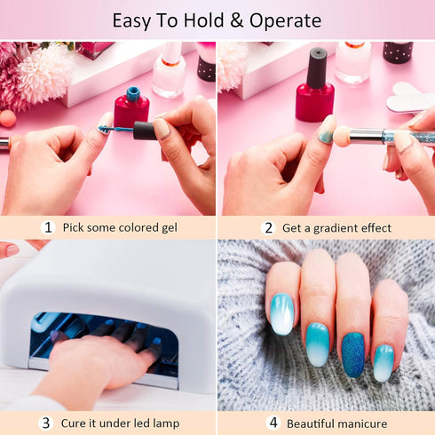 4 Pieces Sponge Nail Brush Picking Dotting Gradient Pen Brush Double Head Sponge Nail Brush Rhinestone Handle Acrylic