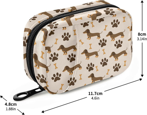 Ollabaky 7 Dog Paw Dachshund Pill Case, Portable Weekly Travel Pill Box Bag Container Days Pill Organizer Vitamin