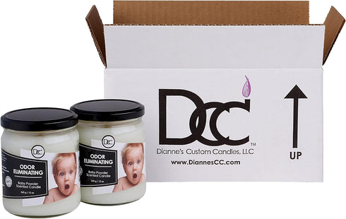 Pack 95% 80 12 Baby Powder Two Odor Eliminating Highly Fragranced Candle - Eliminates of Pet, Smoke, Food, and Other