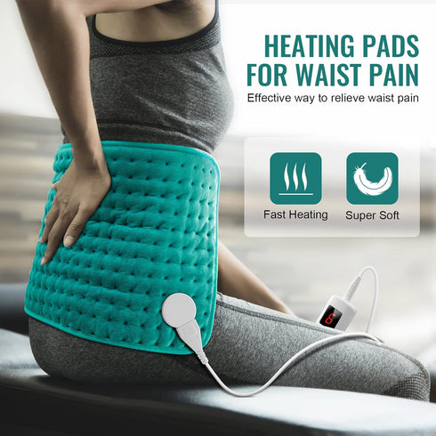 Electric Heating Pads for Pain Relief - Back, Neck, Shoulder Relief with Auto Shut Off & 6 Heat Settings, Moist Dry