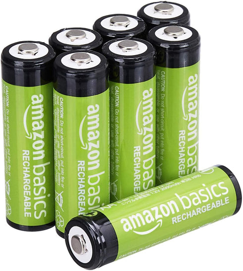 Amazon Basics 8-Pack Rechargeable AA NiMH Batteries, 2000 mAh