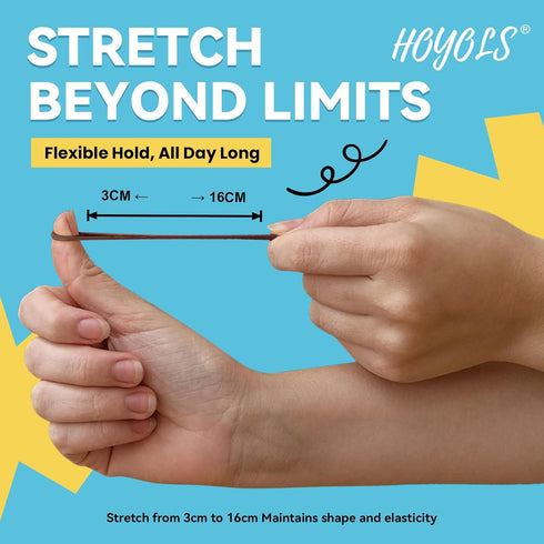 Hoyols Strong Hair Elastic Rubber Bands, No Damage Ties for Women, 1000 Piece Pack, Brown