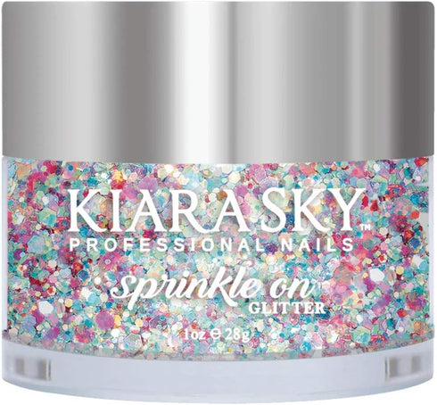Kiara Sky 3D Glitter Nail Art Sprinkle On Collection 1 oz in Eerie-Descent (Iridescent) for Acrylic, Gel Polish
