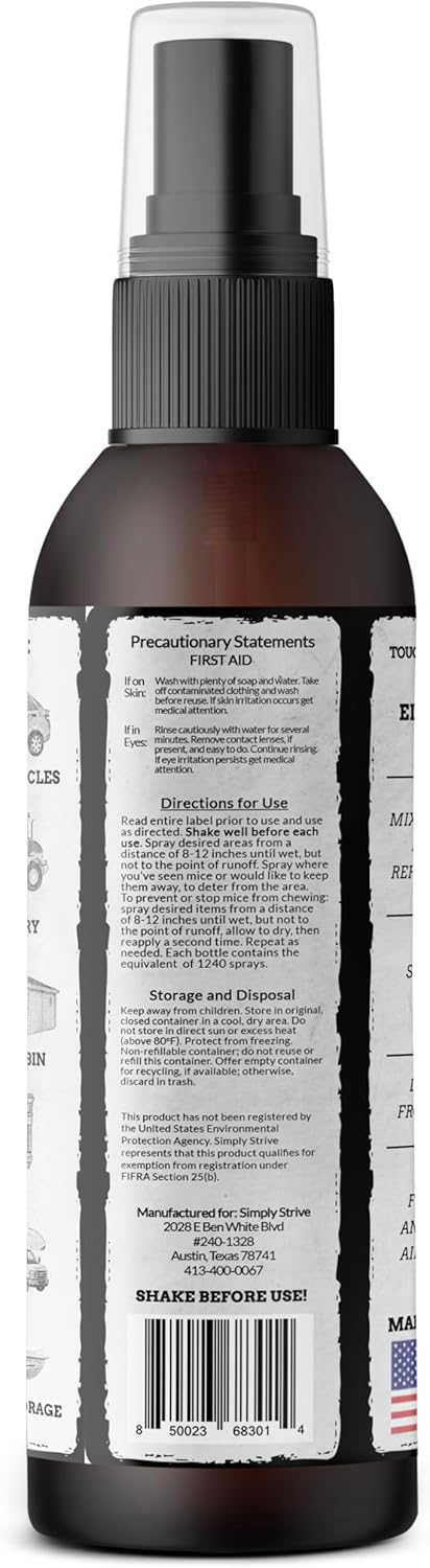 Tougher Than Tom Mouse Repellent Spray – 3 Pack - 8 fl oz Premium Cinnamon and Peppermint Oil Spray for Rodents,