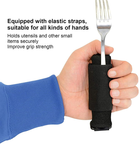 Disabled Eating Aids Utensil Holders, Adjustable Nylon Gripping Strap for Spoon and Fork for Limited Mobility