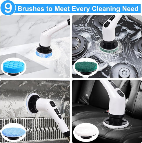 WDFAACK 8 Electric Spin Scrubber,Cordless Spin Scrubber for Cleaning with Replaceable Brush Heads,Shower Scrubber