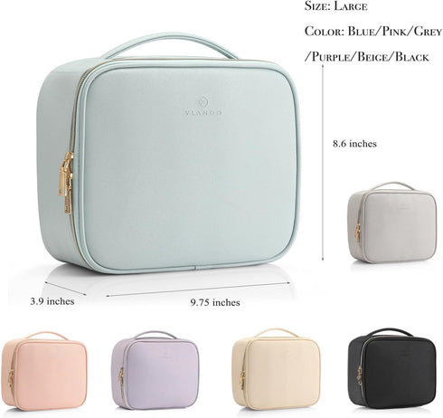 Vlando Large Toiletry Bag - Multi-compartment Travel Cosmetic Makeup Bag for Jewelry and Accessories, Beige