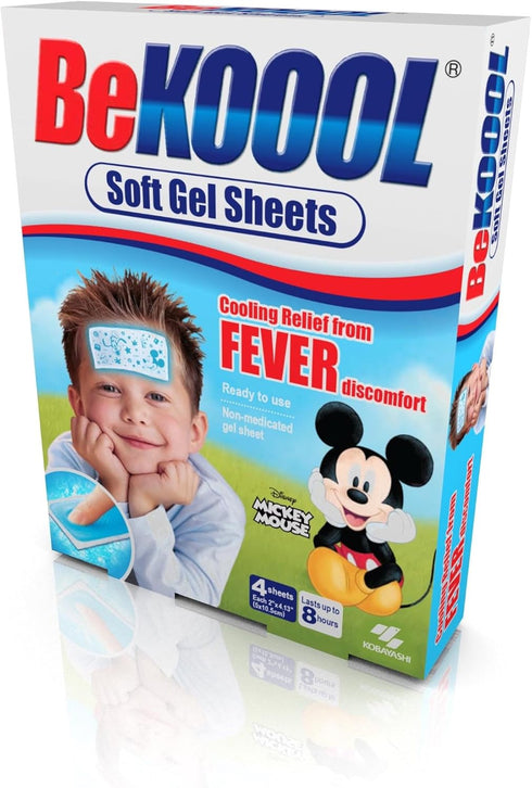 BEKOOOL Soft Gel Sheets for Kids, Cooling Relief from Fever Discomfort, 4 Count
