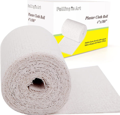 Falling in Art Plaster Cloth Rolls, 500gsm Plaster Strip, 4inch x180inch, Plaster Gauze Bandages for Craft Projects,