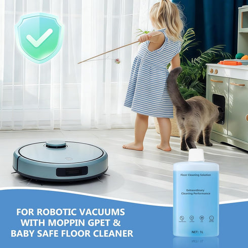 Vacbeuta 1L, 33.8 OZ Cleaner Solution for Roborock Cleaning Solution Residue & Streak Free, Compatible with Roborock
