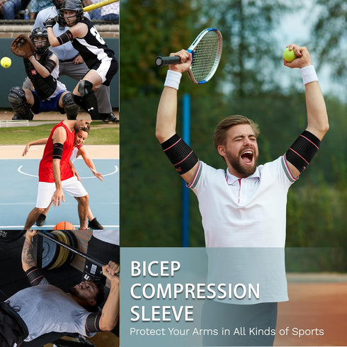 Bicep Tendonitis Brace for Pain Relief, Sleeve for Muscle Strains Recovery, Upper Arm Brace for Rehab (X-Large, 1Pair)