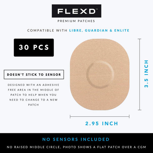 Flexd Freestyle Adhesive Patches, 30 Pcs Libre Adhesive Patch Covers for CGM, Tan
