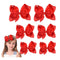 Red Hair Bows for Girls and Toddlers, 6 Pcs Red Bows in Various Sizes