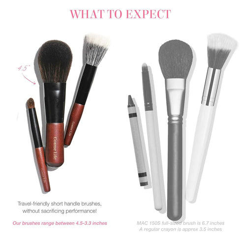 Cosme 9 FULL FACE MINI TRAVEL Makeup Brush Set, Natural Coverage Brushes with Brush Case