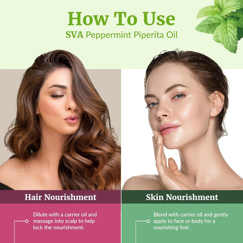 SVA Peppermint Piperita Essential Oil – 4 Fl Oz – 100% Natural for Diffuser, Hair Care, Skin Care, Aromatherapy