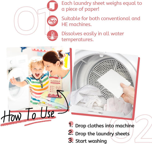 CLEARALIF Laundry Detergent Sheets, Magnolia, 64 Loads, Eco Friendly & Hypoallergenic