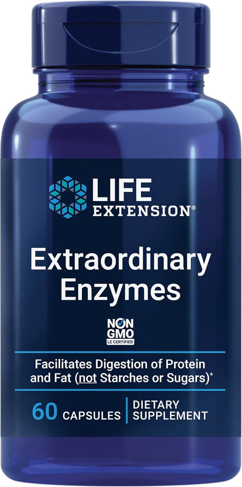Life Extension Extraordinary Enzymes - Digestive Health Support, Non-GMO, 60 Capsules
