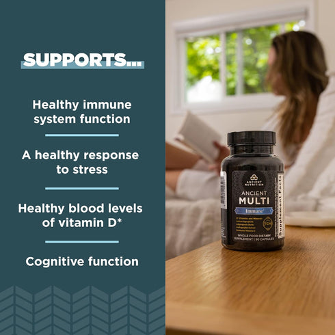 Ancient Nutrition Multivitamin for Immune Support, 21 Vitamins and Minerals with Vitamin D & C, 90 Capsules