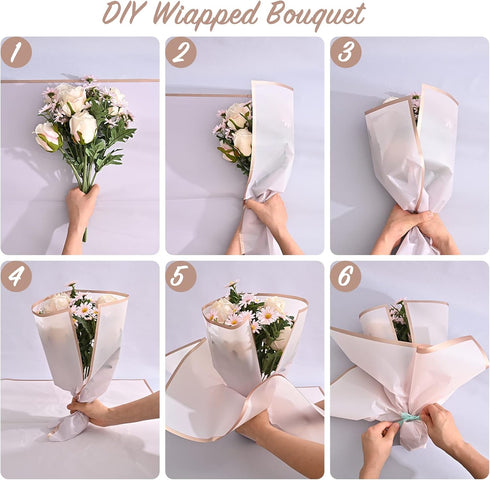 20 Sheet 10 Colors Gold Edge Flower Wrapping Paper, Waterproof Floral Wrap for DIY Crafts, 22.8*22.8 Inches