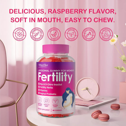 Tbivfller 60 Gummies Fertility Supplements for Women, Prenatal Vitamins with Myo-Inositol & D-Chiro Inositol, Folate
