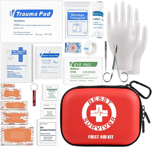 Mini Durable First Aid Kit - Hard Shell Small Emergency Kit for Home, Travel, Car