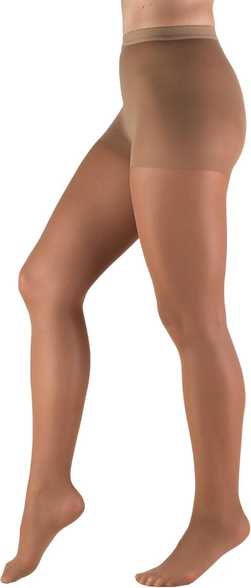 Truform Sheer Compression Pantyhose, 8-15 mmHg, Women's Shaping Tights, 20 Denier, Taupe, Tall
